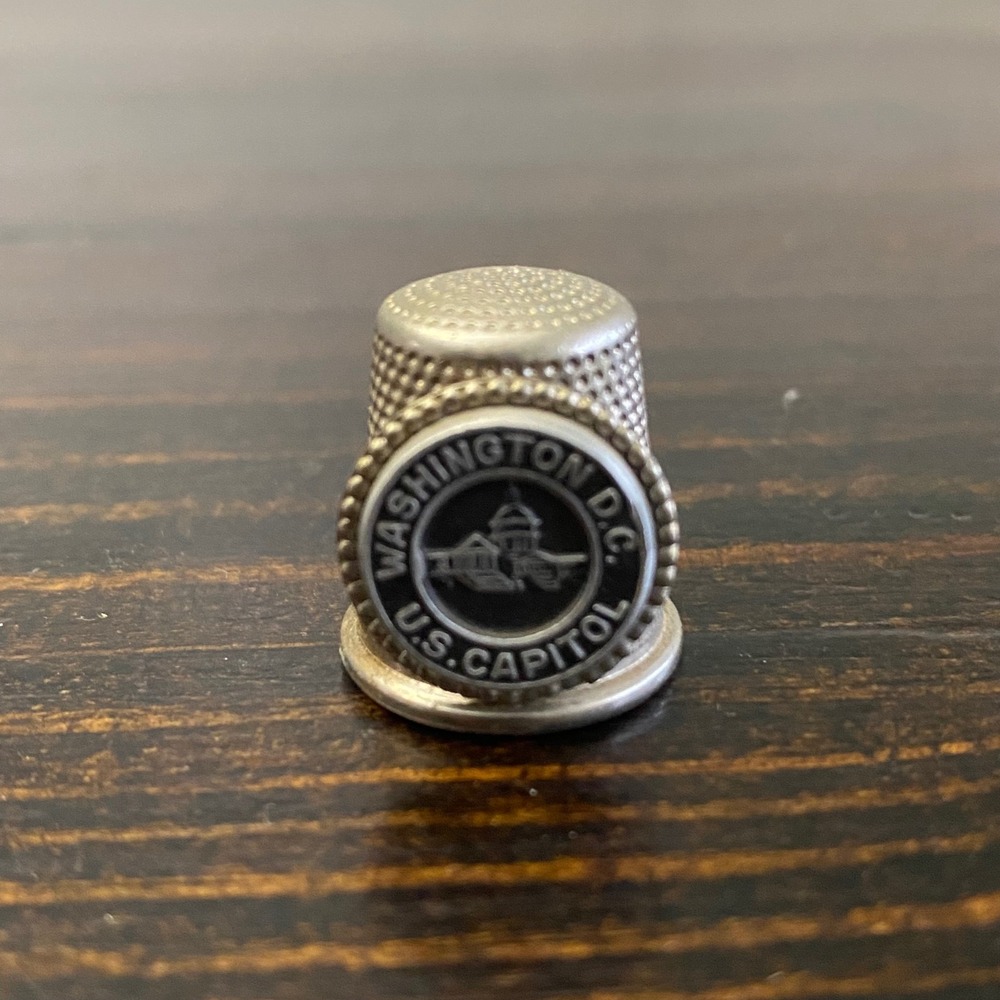 Vintage Washington DC US Capitol Souvenir Metal‎ Thimble Silver Tone Collectible